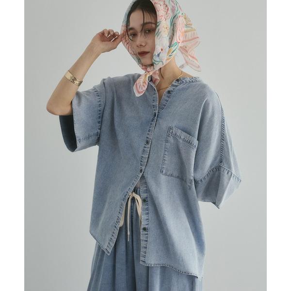 ブラウス シャツ テンセルデニム 七分袖オーバーシャツ レディース