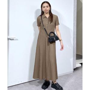 ワンピース 金ボタンカットジャガードポロワンピース