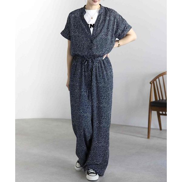 オールインワン 「細見え×抜け感」ランダムドット キーネックオールインワン レディース