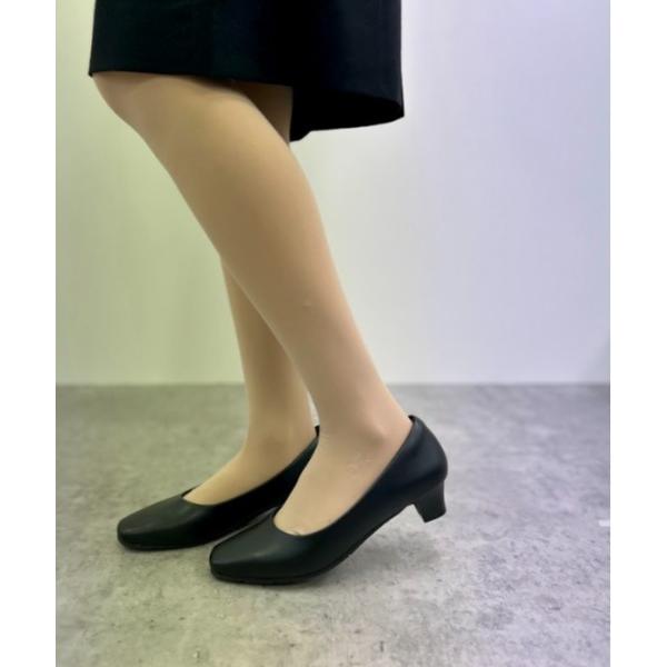 パンプス 3.5cmヒール スクエアトゥ防水パンプス 51107