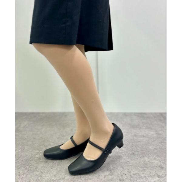 パンプス 3.5cmヒール スクエアトゥ防水ストラップパンプス 51108