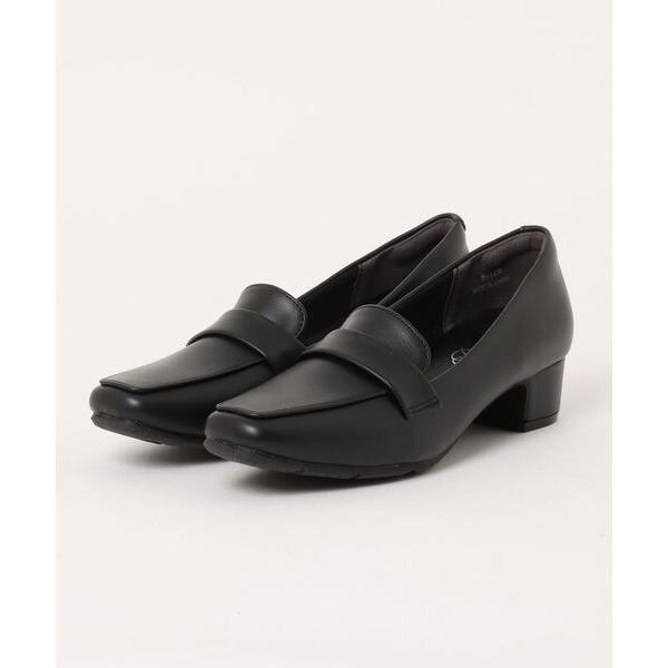 パンプス 3.5cmヒール スクエアトゥ防水ローファーパンプス 51109