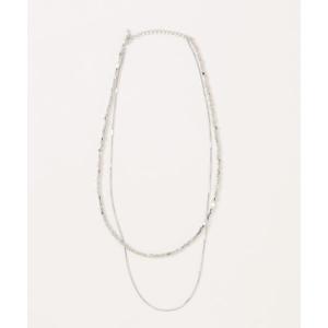 ネックレス メタルビーズ＆チェーンレイヤードネックレス レディース