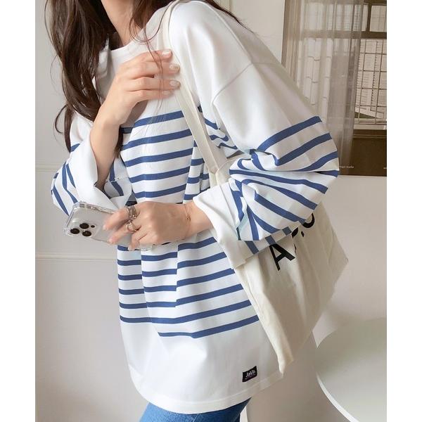 「Java」 長袖カットソー SMALL ホワイト×ブルー レディース