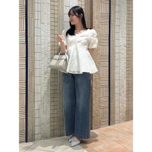 ブラウス シャツ 小花ジャガードペプラムブラウス レディース