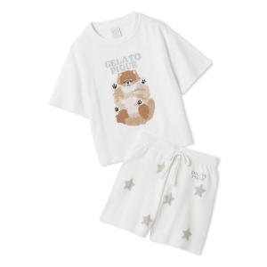 【新品】ジェラートピケキッズ　ラッコ柄Tシャツ ショートパンツセット JUNIOR】ドッグTシャツ&ショートパンツセット(トップス)｜ルームウェア