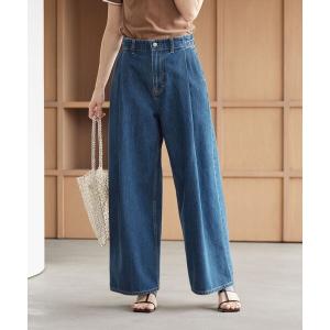 ワイドパンツ パンツ コットン サイドベルト ワイドパンツ レディース
