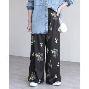 パンツ ボタニカル柄プリントタックパンツ レディース