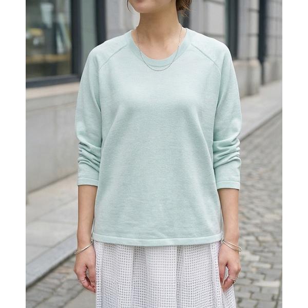 ニット セーター サラッと綿混Uネックニットトップス レディース