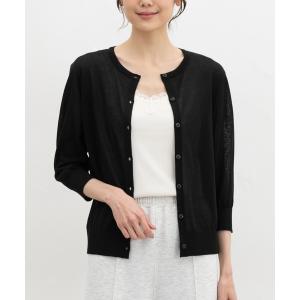 カーディガン 夏 「ＵＶカット」７分袖クルーネックカーデ レディース