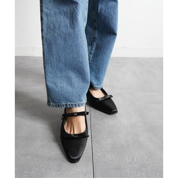 パンプス ダブルリボンミュールパンプス