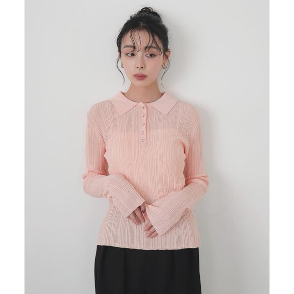 ニット セーター メタルボタンポロニット レディース