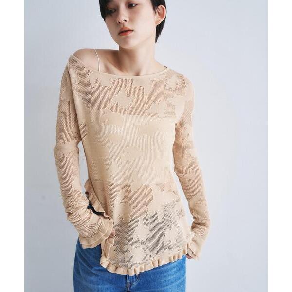 ニット セーター flower mesh pullover レディース