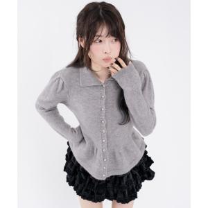 ニット セーター ラメペプラムポロニット レディース