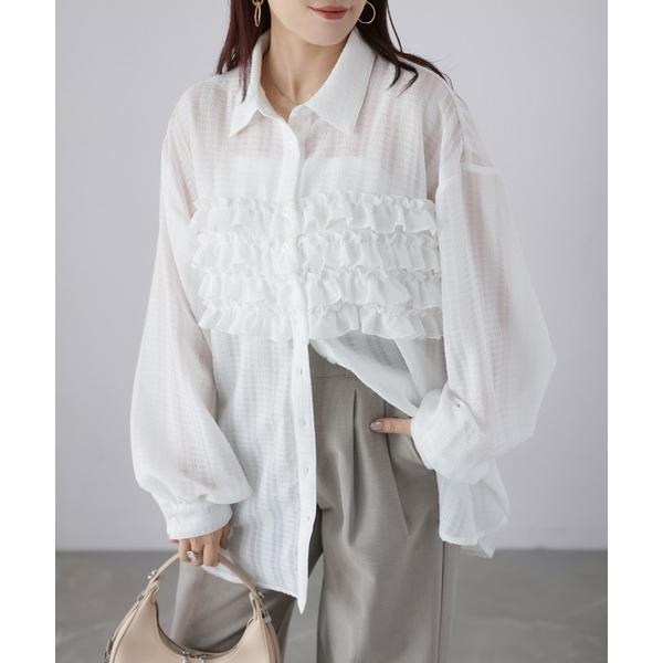 ブラウス シャツ フリルシアーシャツ/ブラウス レディース
