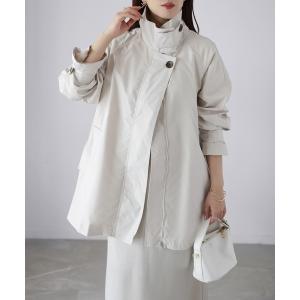 トレンチコート コート ミドル丈スタンドカラートレンチコート レディース