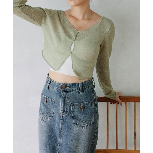 カーディガン front hole tops レディース