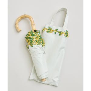 折りたたみ傘 because「遮光率100％」「晴雨兼用」PU フラワーレーストートバッグ付日傘 レディース