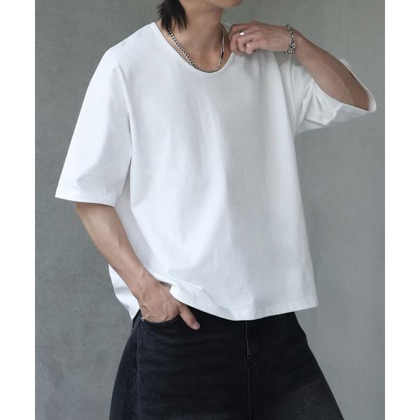tシャツ 「welise/ウェライズ」シルケットライクスムースコットン ボクシーショート UネックT...