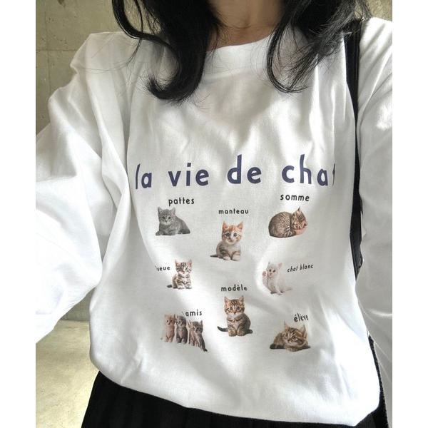 tシャツ 猫いっぱいロンT／長袖Tシャツ レディース