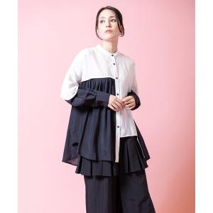 ブラウス シャツ バイカラードルマンブラウス レディース