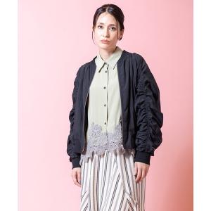 ブルゾン アウター ラグランギャザーブルゾン レディース