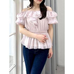ブラウス シャツ シアーペプラムボリュームオフショルトップス レディース