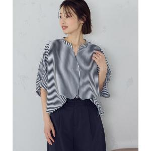 ブラウス シャツ ポリエステルデシン スキッパーTブラウス レディース