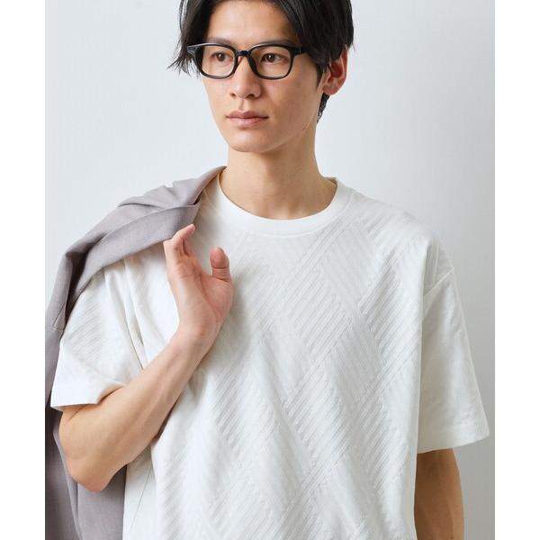 tシャツ 「ジャケットインにもおすすめ！」ジャカード リンクス半袖Tシャツ 洗濯機OK メンズ