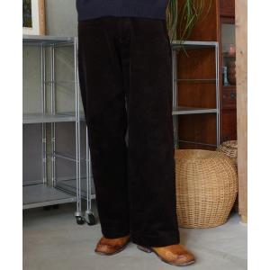パンツ コーデュロイスラックス／ヒップ刺繍デザイン × コットン100％素材 メンズ