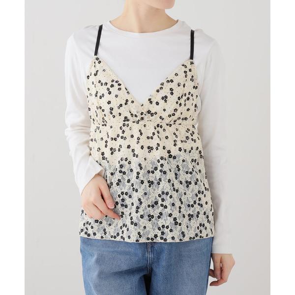 ブラウス シャツ 「洗える」PROVOKE/プロヴォーク プリントレースキャミソール レディース