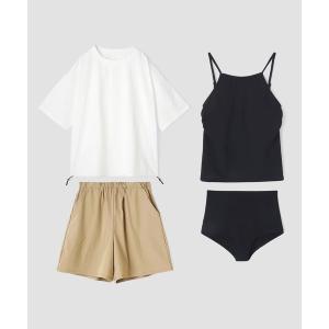 水着 ギャザービキニ+ラッシュTシャツ付パンツ4点セット「Beach Queen（ビーチクイーン）」 レディース