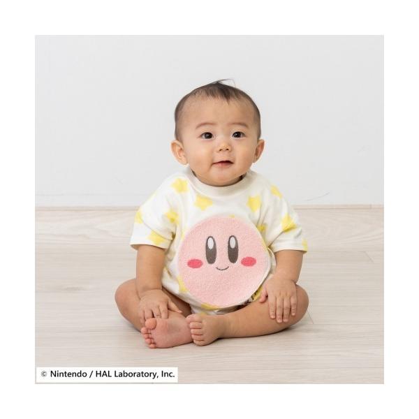 ベビー服 ロンパース 星のカービィ 半袖ボディースーツ  顔ドッカン 天竺/さがら刺繍