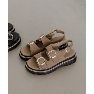 サンダル ダブルバックルサンダル レディース