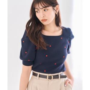 ニット セーター 2026春夏新作 5分袖ハート刺繍ニット レディース