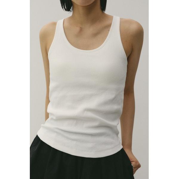 タンクトップ ノースリーブ カップ付きリブタンクトップ レディース