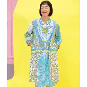 ルームウェア 部屋着 綿100%(本体)　ワンピース　8分袖　ロング丈 レディース