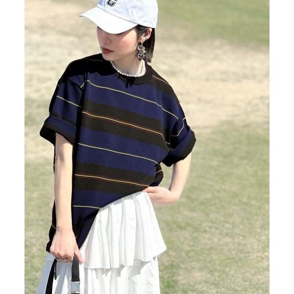 「Java」 半袖ニット LARGE ブルー レディース