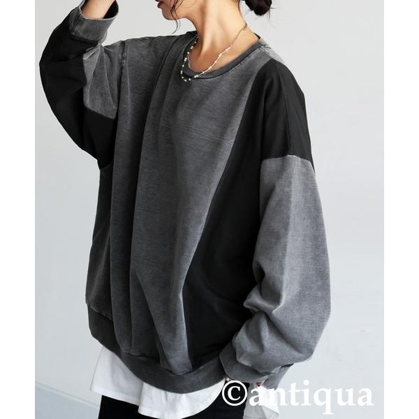 「antiqua」 スウェットカットソー R ブラック レディース