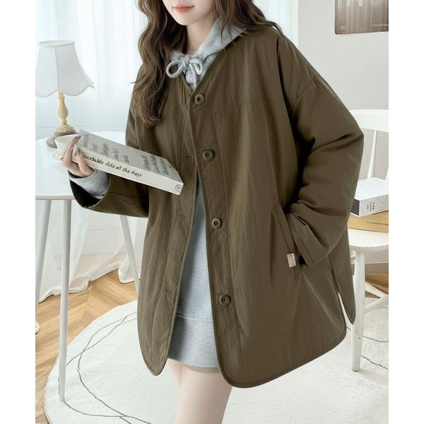 「Java」 ノーカラージャケット SMALL カーキ レディース