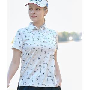 tシャツ 半袖 速乾 「ADABAT NAVY」吸水速乾/UVカット　ロゴサマープリント半袖ポロシャツ レディース