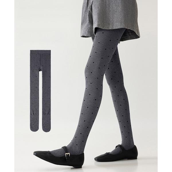 タイツ 美脚・着圧ドット柄フェイクタイツ レディース