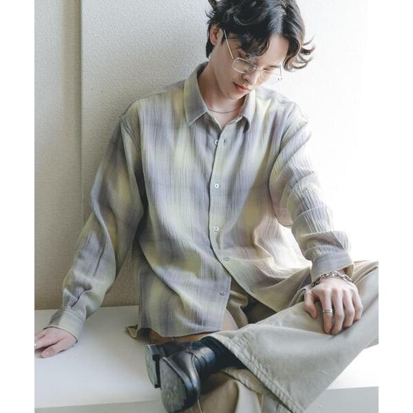 シャツ オンブレーチェックレギュラーカラーシャツ メンズ