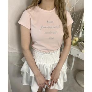 tシャツ ラインストーンメッセージT レディースの商品画像