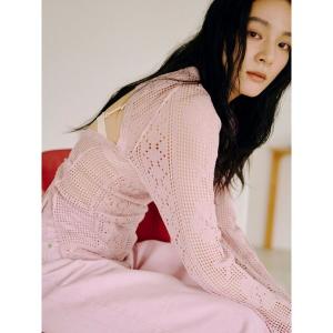 ニット セーター バックレースアップ透かし編みニット レディース