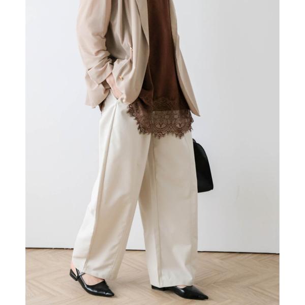 ワイドパンツ スラックス パンツ カーブシルエット スラックスパンツ レディース