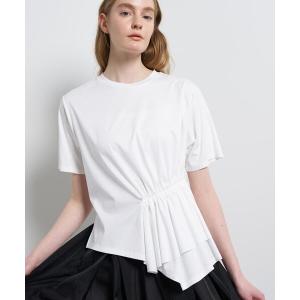 tシャツ 半袖 サイドギャザーフリルカットソー レディース