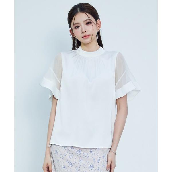 ブラウス シャツ 「新作登場」 レーディス ブラウス サテン ギャザー オフィスカジュアル 通勤 シ...