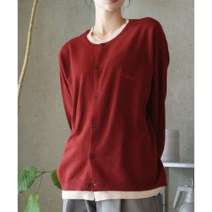 カーディガン 配色レイヤードニットカーディガン／クルーネック仕様 × デイリー軽量ニット メンズ レディース