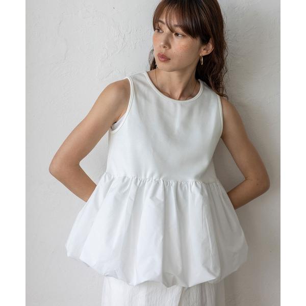 tシャツ バルーンヘムレイヤードセットトップス タンクトップ(2点セット) スウェットライク 春服 ...